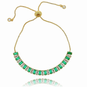 BRANSOLETKA MIEDŹ KRYSZTAŁKI KOLOR ZIELONY