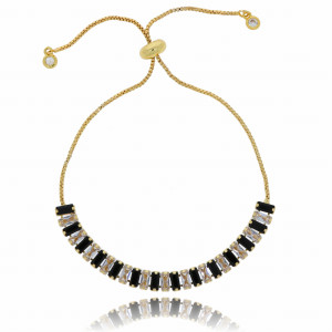 BRANSOLETKA MIEDŹ KRYSZTAŁKI KOLOR CZARNY