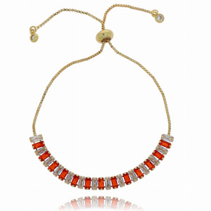 BRANSOLETKA MIEDŹ KRYSZTAŁKI KOLOR CZERWONY