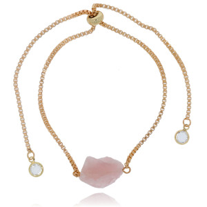 BRANSOLETKA MIEDŹ KAMIEŃ NATURALNY DELIKATNY RÓŻ