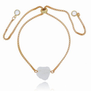 BRANSOLETKA MIEDŹ KAMIEŃ NATURALNY KOLOR BIAŁY