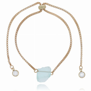 BRANSOLETKA MIEDŹ KAMIEŃ NATURALNY KOLOR MIĘTOWY