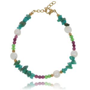 BRANSOLETKA STAL CHIRURGICZNA KOLOR ZIELONY PEREŁKI KORALIKI