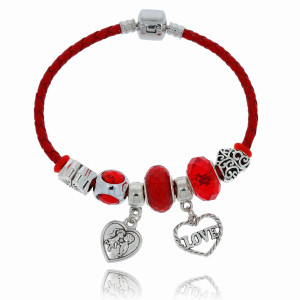 BRANSOLETKA STAL CHIRURGICZNA MODUŁOWA ZAWIESZKI SERDUSZKA KOLOR SREBRNY