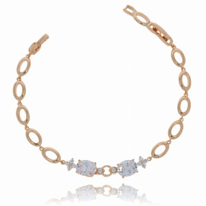 BRANSOLETKA STAL CHIRURGICZNA KOLOR ZŁOTY KRYSZTAŁKI