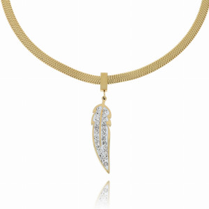 BRANSOLETKA STAL CHIRURGICZNA KOLOR ZŁOTY PIÓRKO