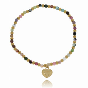 BRANSOLETKA STAL CHIRURGICZNA KORALIKI MIX KOLORÓW SERDUSZKO