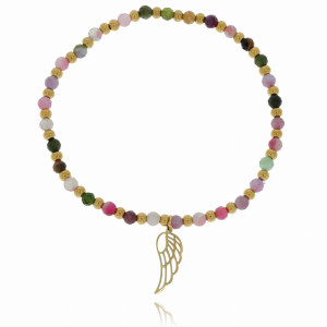 BRANSOLETKA STAL CHIRURGICZNA KORALIKI MIX KOLORÓW SKRZYDŁO