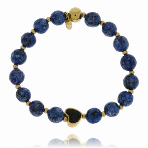 BRANSOLETKA STAL CHIRURGICZNA NIEBIESKIE KORALIKI SERDUSZKO