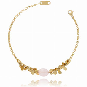 BRANSOLETKA STAL CHIRURGICZNA KAMIEŃ NATURALNY KOLOR RÓŻOWY