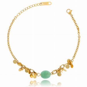 BRANSOLETKA STAL CHIRURGICZNA KAMIEŃ NATURALNY KOLOR MIĘTOWY