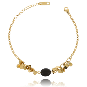 BRANSOLETKA STAL CHIRURGICZNA KAMIEŃ NATURALNY KOLOR CZARNY