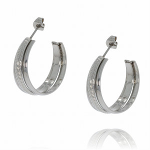 KOLCZYKI ZE STALI CHIRURGICZNEJ PLECIONE KOŁA KOLOR SREBRNY