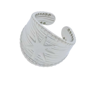 PIERŚCIONEK OBRĄCZKA SZEROKA STAL CHIRURGICZNA GWIAZDKA KOLOR SREBRNY