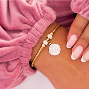 BRANSOLETKA ZE STALI CHIRURGICZNEJ MODUŁOWA ZAWIESZKA KRYSZTAŁEK