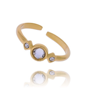 PIERŚCIONEK STAL CHIRURGICZNA KOLOR ZŁOTY OKRĄGŁY KRYSZTAŁEK