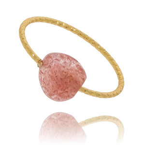 PIERŚCIONEK STAL CHIRURGICZNA KOLOR ZŁOTY AMETYST