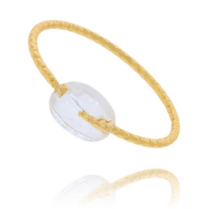 PIERŚCIONEK STAL CHIRURGICZNA KOLOR ZŁOTY KRYSZTAŁ GÓRSKI