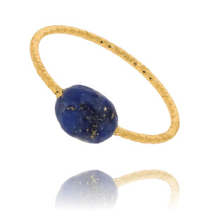 PIERŚCIONEK STAL CHIRURGICZNA KOLOR ZŁOTY AKWAMARYN