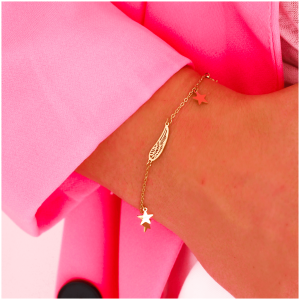 BRANSOLETKA STAL CHIRURGICZNA 316 L KOLOR ZŁOTY GWIAZDKI SKRZYDŁO