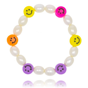 BRANSOLETKA KORALIKI PEREŁKI SMILE UŚMIECH LILAC
