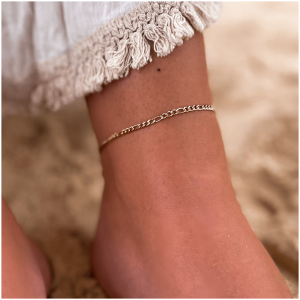 BRANSOLETKA NA NOGĘ ZE STALI CHIRURGICZNEJ KOLOR ZŁOTY ŁAŃCUCH PANCERKA