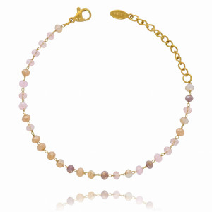 BRANSOLETKA ZE STALI CHIRURGICZNEJ RÓŻOWE KORALIKI