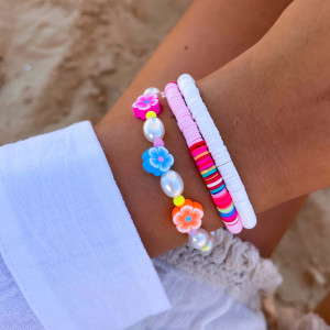 BRANSOLETKA KORALIKI PEREŁKI KWIATKI