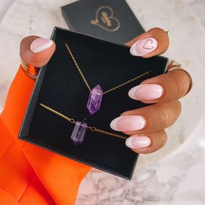 BRANSOLETKA ZE STALI CHIRURGICZNEJ KOLOR ZŁOTY AMETYST