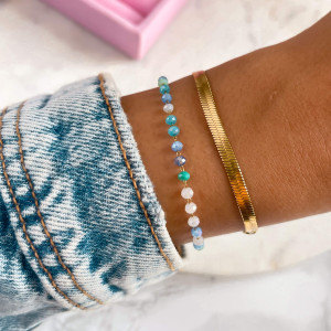 BRANSOLETKA ZE STALI CHIRURGICZNEJ TURKUSOWE KORALIKI