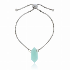 BRANSOLETKA STAL CHIRURGICZNEJ KOLOR SREBRNY KAMIEŃ AWENTURYN