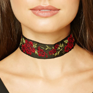 CHOKER CZARNY CZERWONE RÓŻE