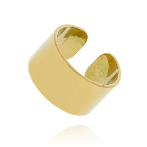 ZŁOTY PIERŚCIONEK ZE STALI CHIRURGICZNEJ PŁASKA SZEROKA OBRĄCZKA