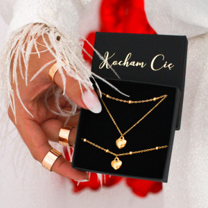 NASZYJNIK STAL CHIRURGICZNA KORALIKI ZAWIESZKA SERCE KOLOR ZŁOTY