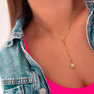 NASZYJNIK BODY CHAIN Z GWIAZDKĄ KRYSZTAŁEK STAL CHIRURGICZNA KOLOR ZŁOTY