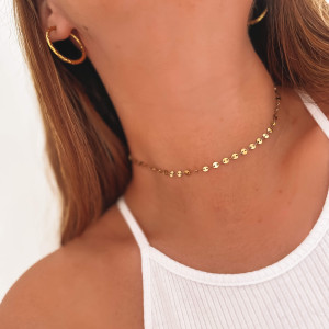 NASZYJNIK CHOKER ZE STALI CHIRURGICZNEJ OKRĄGŁE BLASZKI BOHO