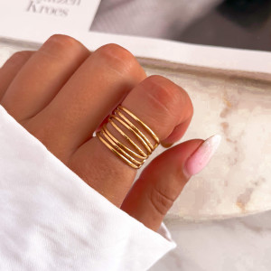 PIERŚCIONEK ZŁOTE CIENKIE OBRĄCZKI STAL CHIRURGICZNA