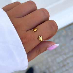 PIERŚCIONEK ZŁOTA OBRĄCZKA GWIAZDKI STAL CHIRURGICZNA