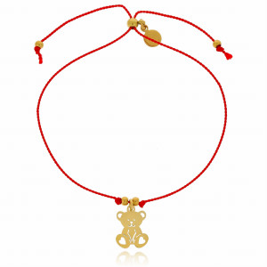 BRANSOLETKA POZŁACANA STAL MIŚ JEDWABNA NIĆ KOLOR CZERWONY