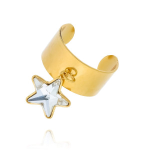 ZŁOTY PIERŚCIONEK ZE STALI CHIRURGICZNEJ SZEROKA OBRĄCZKA ZAWIESZKA GWIAZDKA