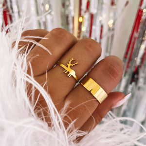 PIERŚCIONEK JELONEK STAL CHIRURGICZNA ZŁOTY