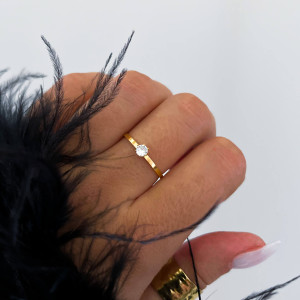 ZŁOTY PIERŚCIONEK Z OCZKIEM KLASYCZNY STAL CHIRURGICZNA