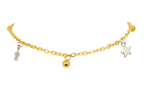 BRANSOLETKA ZŁOTA STAL SZLACHETNA 316L NA RĘKĘ NOGĘ KULKI GWIAZDKI