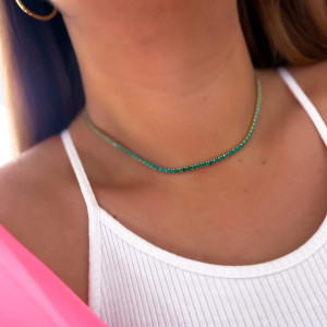 NASZYJNIK CHOKER ZE STALI CHIRURGICZNEJ KRYSZTAŁKI ZIELONE