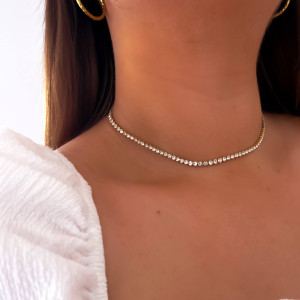 NASZYJNIK CHOKER ZE STALI CHIRURGICZNEJ KRYSZTAŁKI BIAŁE