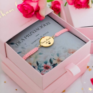 BRANSOLETKA NA SZNURKU Z GRAWEREM TEAM BRIDE Z IMIENIEM PERSONALIZACJA