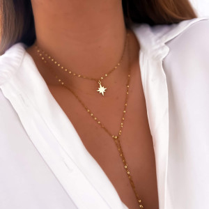 ZŁOTY ŁAŃCUSZEK BODY CHAIN Z GWIAZDKĄ ZE STALI CHIRURGICZNEJ DELIKATNY