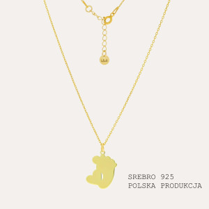 NASZYJNIK SREBRO POZŁACANE PRÓBA 925 STÓPKA Z SERDUSZKIEM PREZENT DLA MAMY