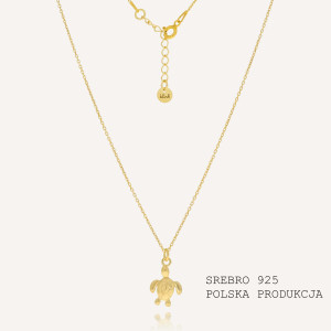 NASZYJNIK SREBRO POZŁACANE PRÓBA 925 ŁAŃCUSZEK Z ŻÓŁWIKIEM