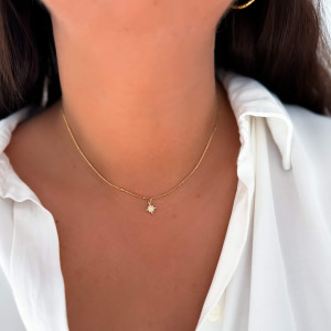 NASZYJNIK CHOKER DELIKATNA ZŁOTA ŻMIJKA Z GWIAZDKĄ ZE STALI CHIRURGICZNEJ